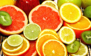 Slice of an orange close up